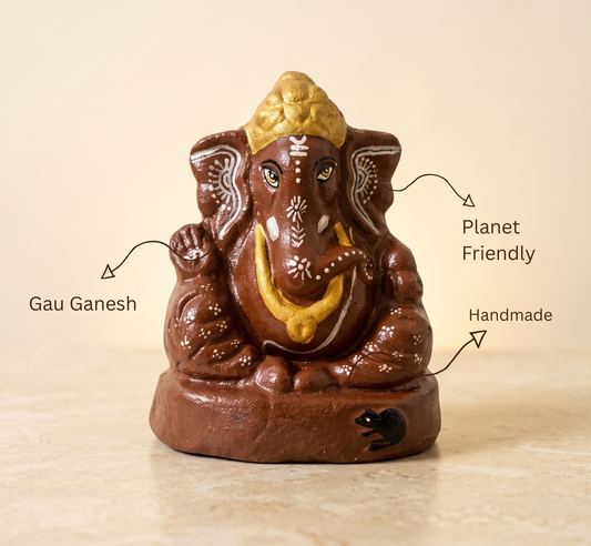 Shri Ganesh Ji - Pavitra Gobar Murti with Pooja Essentials | 8"