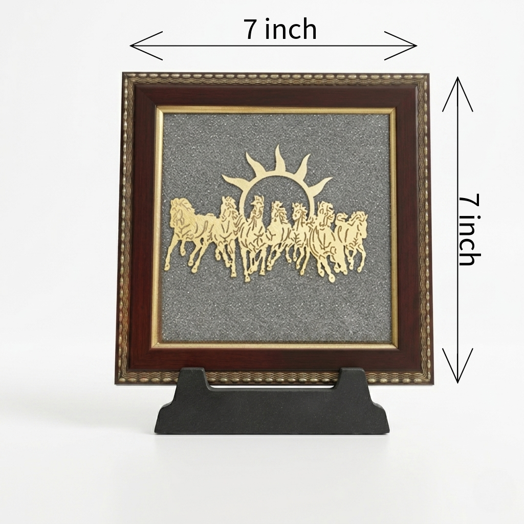 7 Horse Pyrite Frame – Natural Pyrite Prosperity Frame