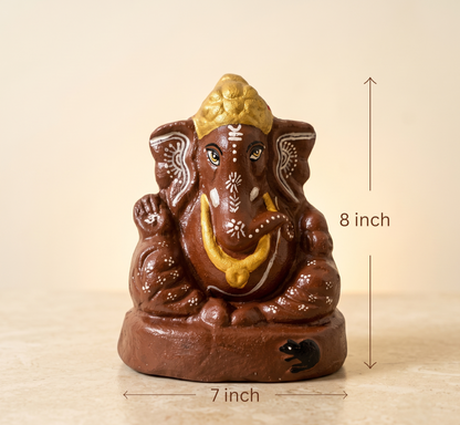 Shri Ganesh Ji - Pavitra Gobar Murti with Pooja Essentials | 8"
