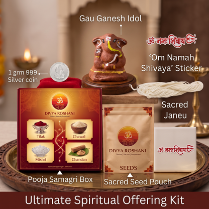 Pavitra Gau Ganesh Ji | 1g 999 Silver Coin & Pooja Essentials