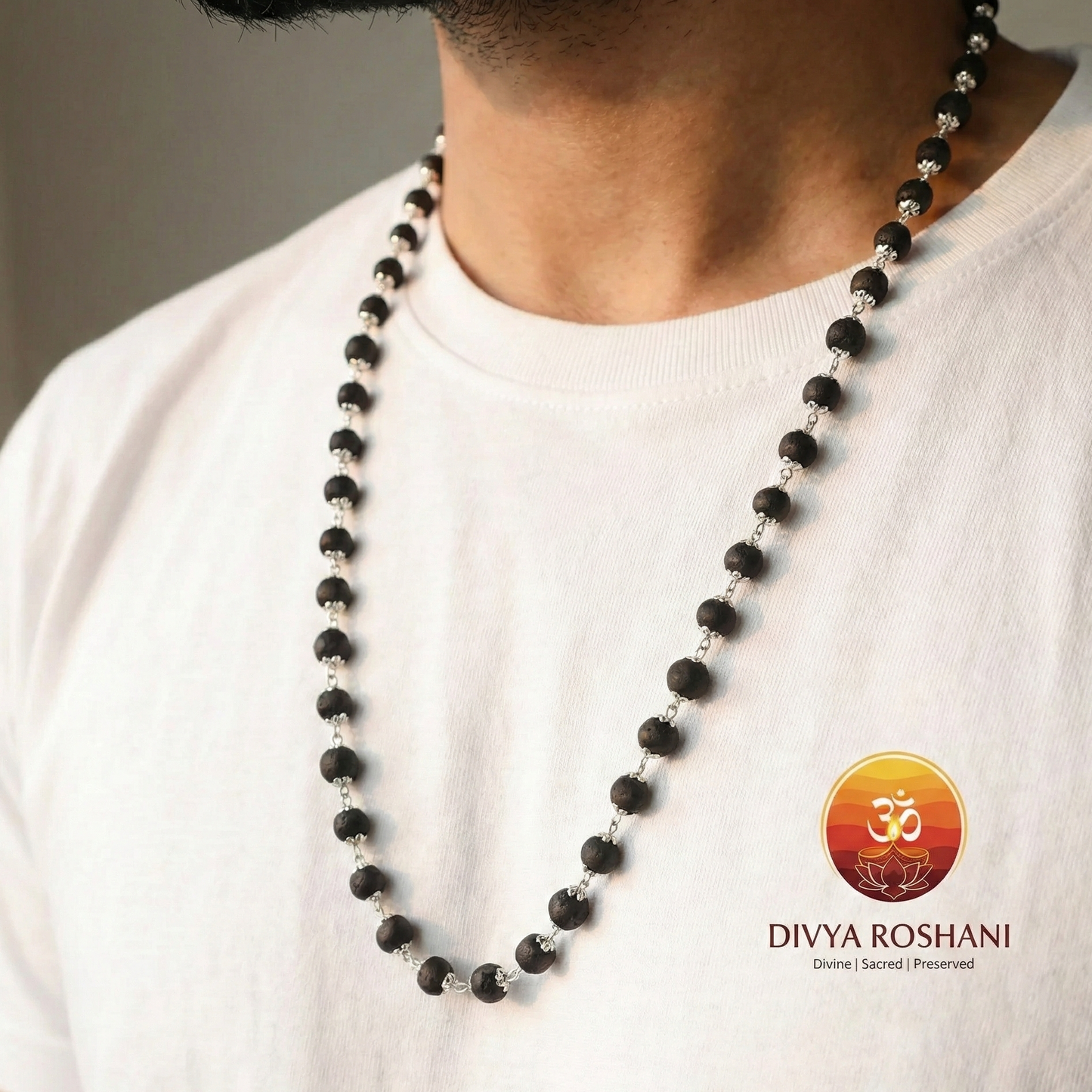 Karungali Mala with Silver Caps – Authentic Beads