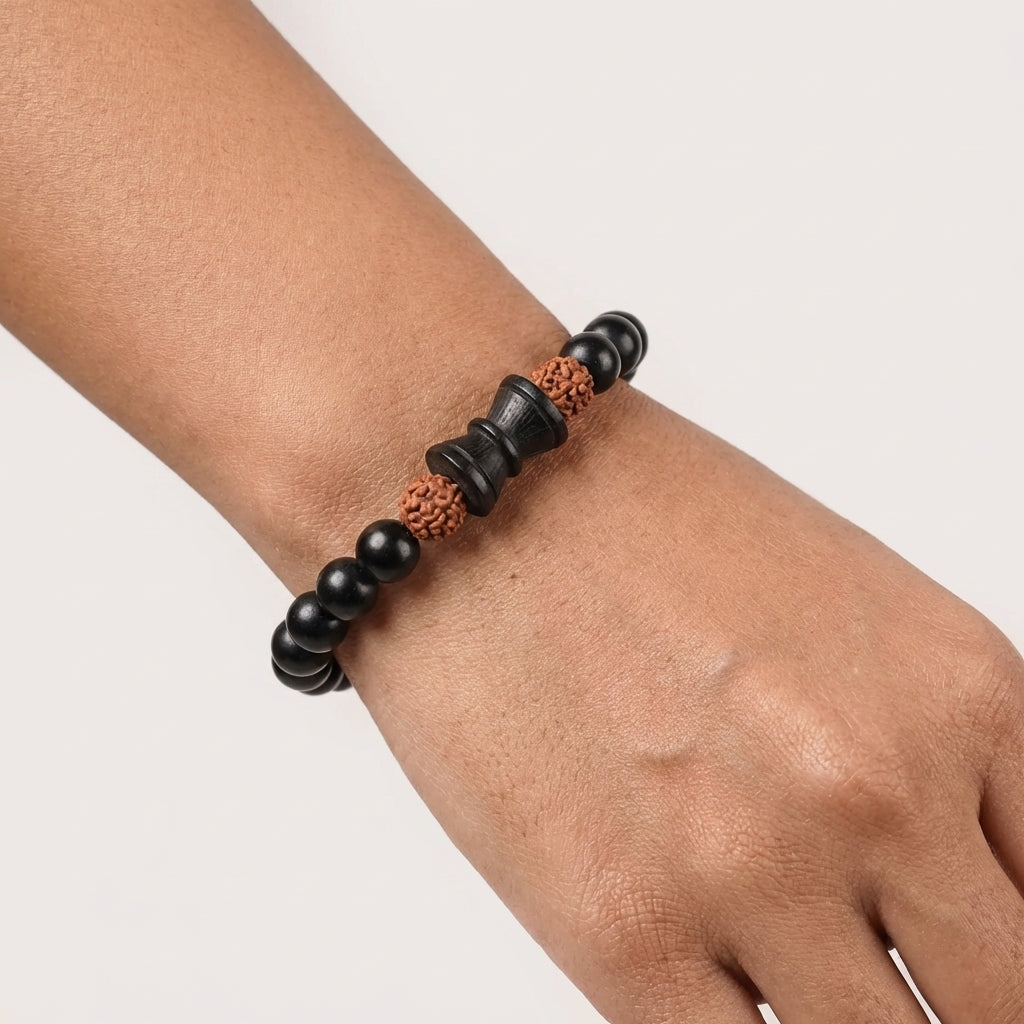 Karungali Rudraksha Damru Bracelet