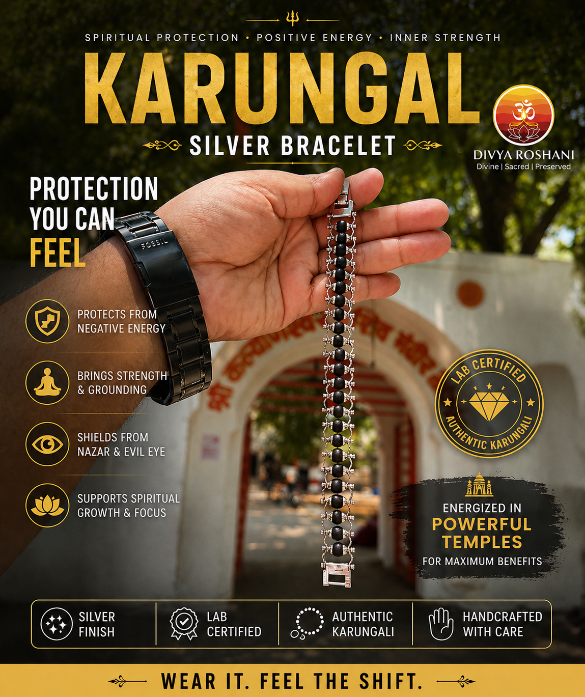 Karungali Raksha Silver Bracelet – Authentic Beads