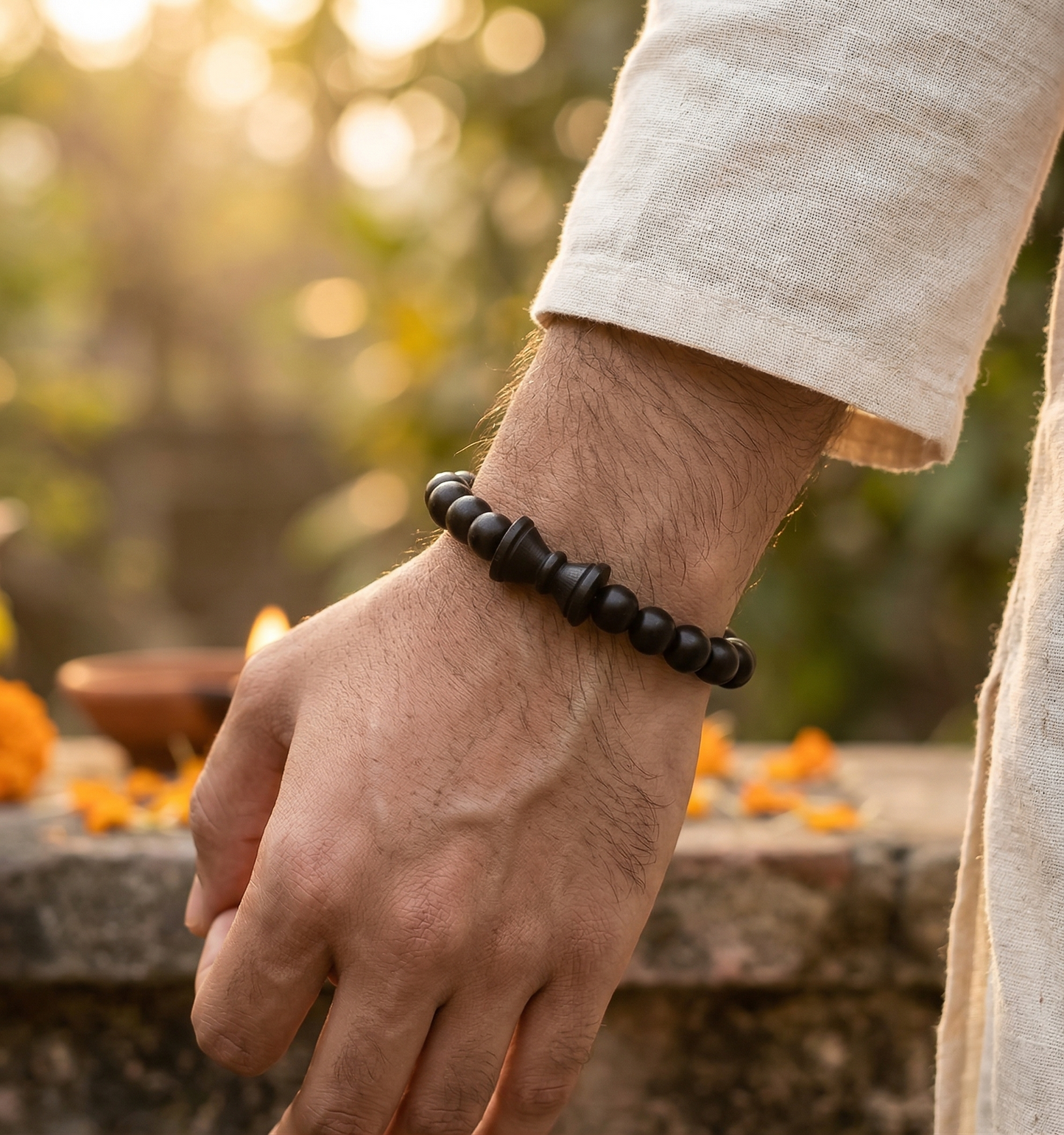 Karungali Damru Malai Bracelet