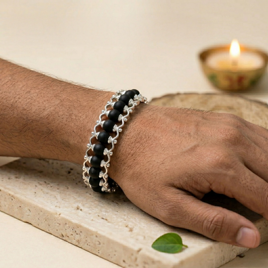 Karungali Raksha Silver Bracelet – Authentic Beads