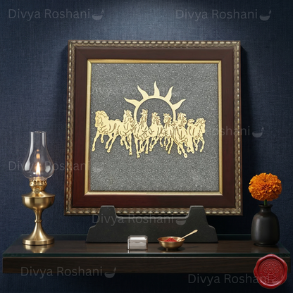 7 Horse Pyrite Frame – Natural Pyrite Prosperity Frame